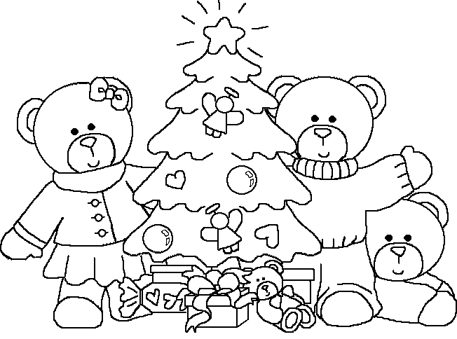 coloriage le sapin de la famille ours